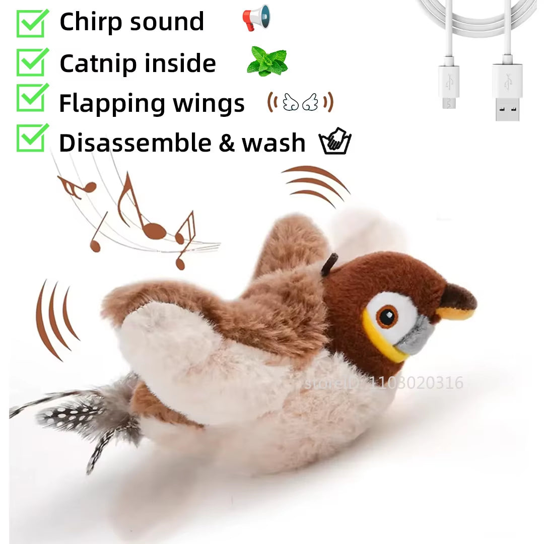 Interactive Cat Toys Rechargeable Electric Flapping Wings Bird