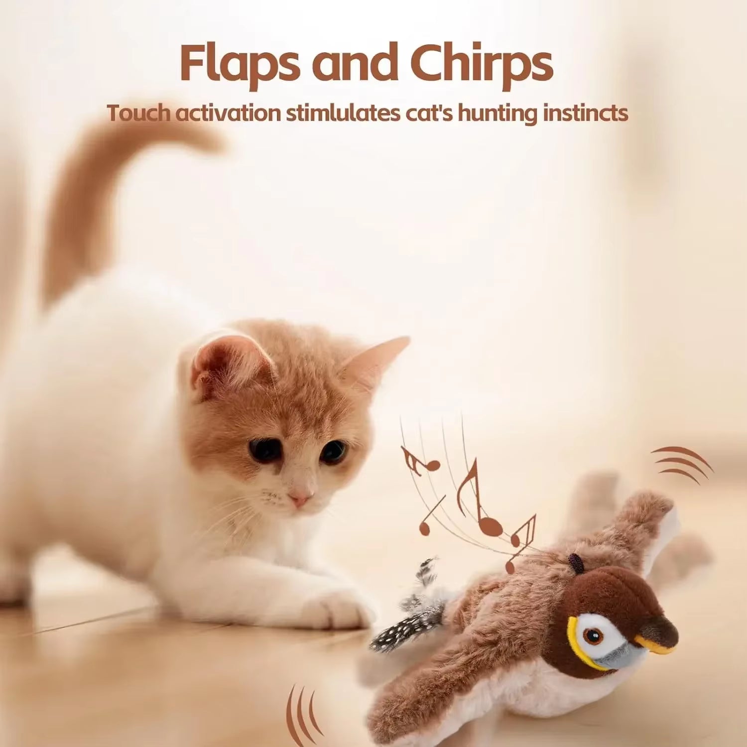 Interactive Cat Toys Rechargeable Electric Flapping Wings Bird 