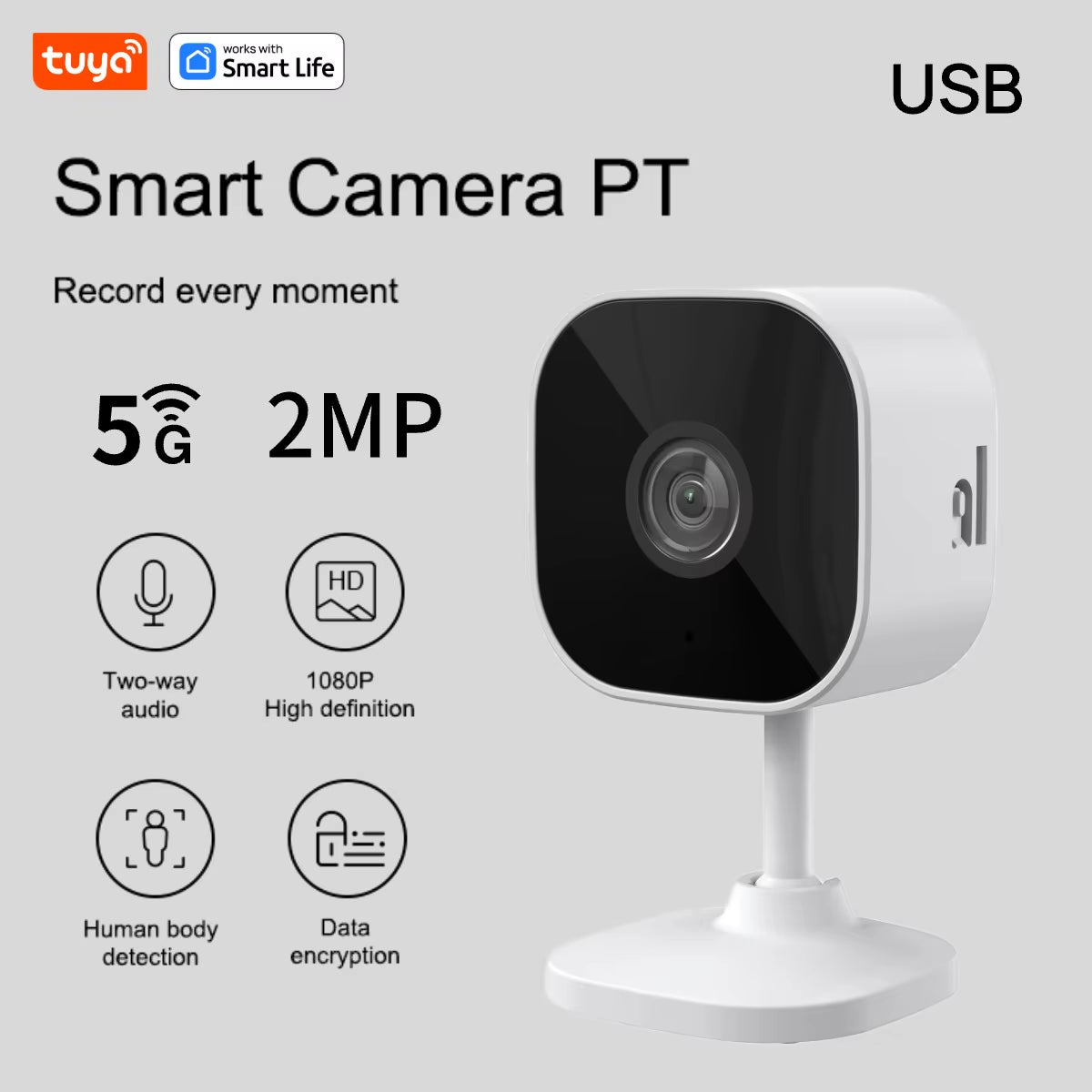 Tuya Smart 1080P Wi-Fi Smart Home Security Camera 2MP, Hd,Real-Time APP Alerts, 2-Way Audio, with Motion Tracking for Baby & Pet
